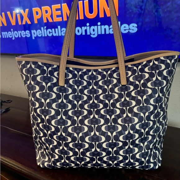 Coach Navy and Beige Women's Tote Bag - Picture 2 of 7